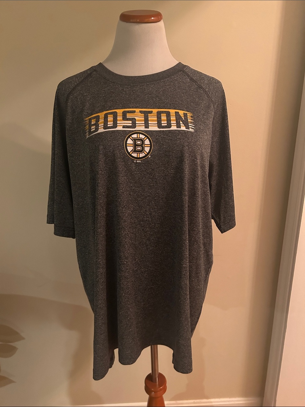 NHL Boston Gray and Yellow Short-Sleeve Team Tee